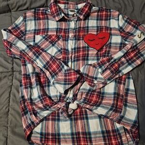 Good days always flannel with heart patch